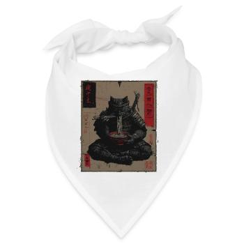 Samurai Cat Ramen Japan Streetwear Design - Bandana - Weiß - Vorne