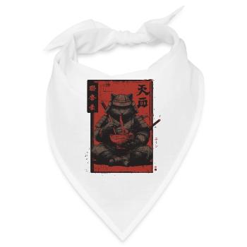 Samurai Cat Ramen Japan Streetwear Design - Bandana - Weiß - Vorne