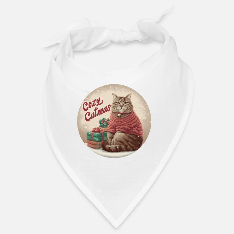 Chemise de chat de Noël Cozy Tabby en pull de Père Noël Bandana