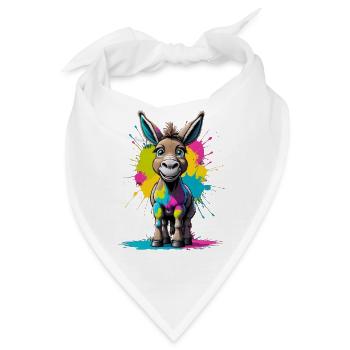 Bunter Esel Splash Kunstmotiv - Bandana - Weiß - Vorne