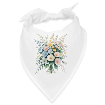 Pastellblumenstrauß Aquarell Bouquet - Bandana - Weiß - Vorne