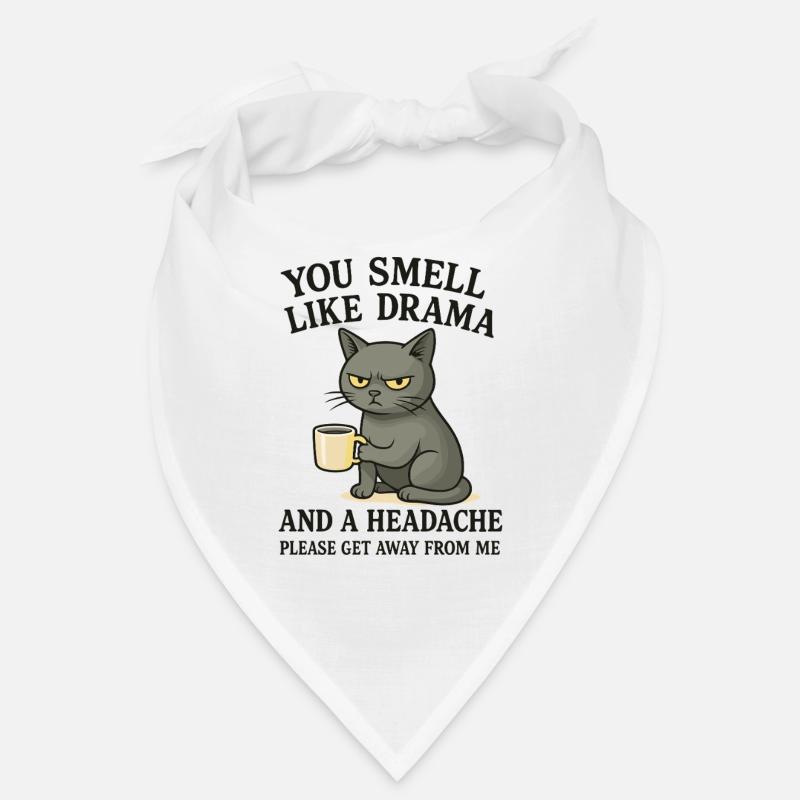 Grimmige Katze mit Kaffee Spruch Bandana