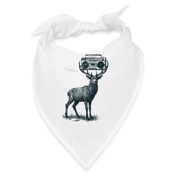 Hirsch mit Boombox - Bandana - Weiß - Vorne