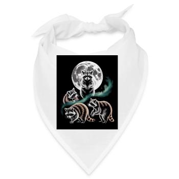 Waschbären Unter Dem Vollmond Im Nachtwald - Bandana - Weiß - Vorne