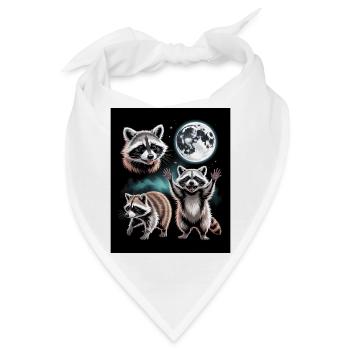 Waschbären Unter Dem Vollmond Nachtwald - Bandana - Weiß - Vorne