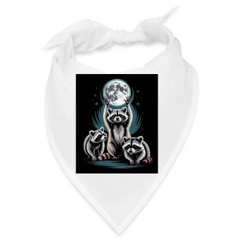 Waschbären Unter Vollmond Nachtwald - Bandana - Weiß - Vorne