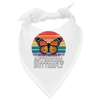 Antisocial Butterfly - Retro Schmetterling - Bandana - Weiß - Vorne
