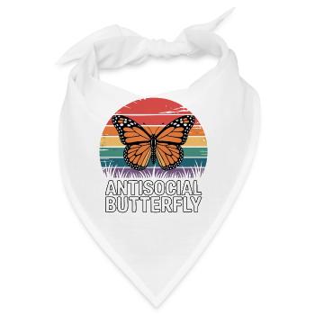 Antisocial Butterfly - Retro Schmetterling - Bandana - Weiß - Vorne