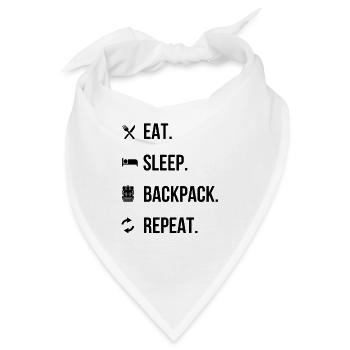 Eat, Sleep, Backpack, Repeat – Abenteuer Shirt - Bandana - Weiß - Vorne
