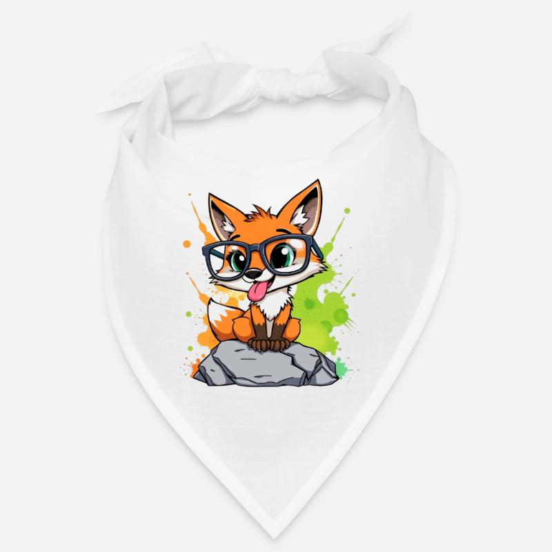 Spectacled fox on stone Bandana