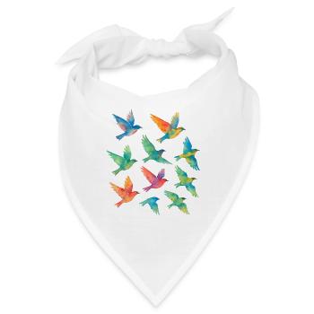 Bunter Vogelschwarm in Aquarell - Bandana - Weiß - Vorne