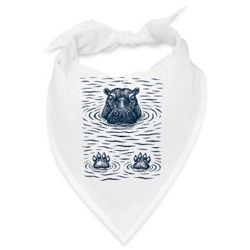 Gechilltes Hippo im Wasser - Bandana - Weiß - Vorne