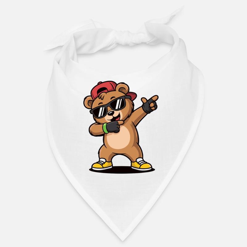 Cool dancing bear with cap and sunglasses Bandana