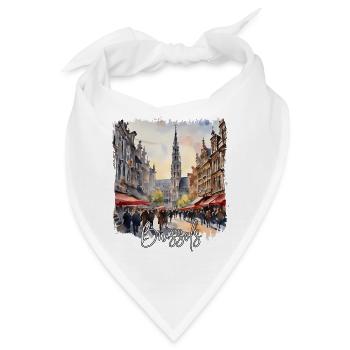 Aquarell von Brüssel, Brüssel, Belgien - Bandana - Weiß - Vorne