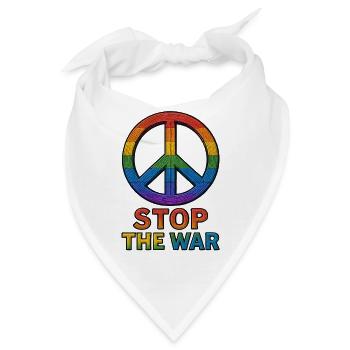 Peace Zeichen Regenbogen – Stop The War Design - Bandana - Weiß - Vorne