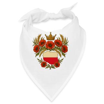 Polnische Landkarte Krone mit Mohnblumen-Design - Bandana - Weiß - Vorne