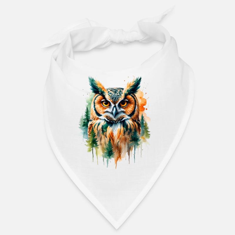 Hibou aquarelle dans la conception de la forêt Bandana