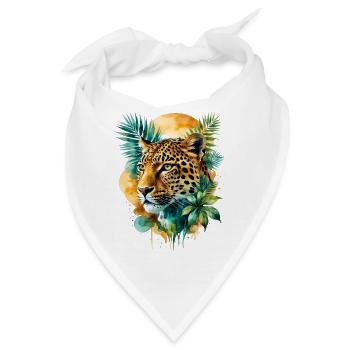 Wasserfarbener Leopard im Dschungel - Bandana - Weiß - Vorne