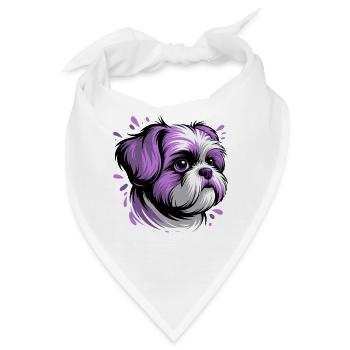 Purpur Hund Kopfporträt - Bandana - Weiß - Vorne