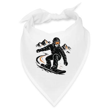 Grunge Snowboarder mit Bergen im Hintergrund - Bandana - Weiß - Vorne