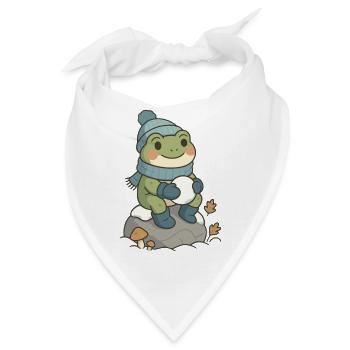 Winter Frosch – Cozy Frog mit Schneeball - Bandana - Weiß - Vorne