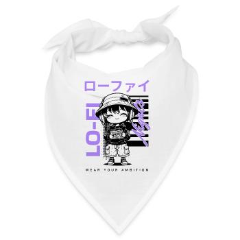 Lo-Fi Nights – Kawaii Chibi mit Walkman Streetwear - Bandana - Weiß - Vorne