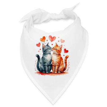 Katzenherz Zweisamkeit - Bandana - Weiß - Vorne