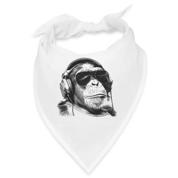 Affe DJ mit Kopfhörern - Bandana - Weiß - Vorne