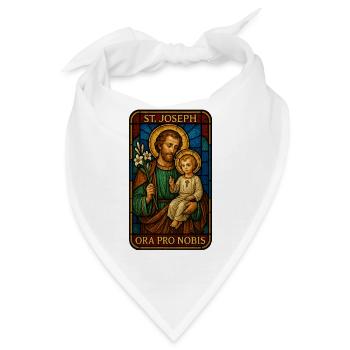 St Josef Ikon: Vater mit Kind - Bandana - Weiß - Vorne
