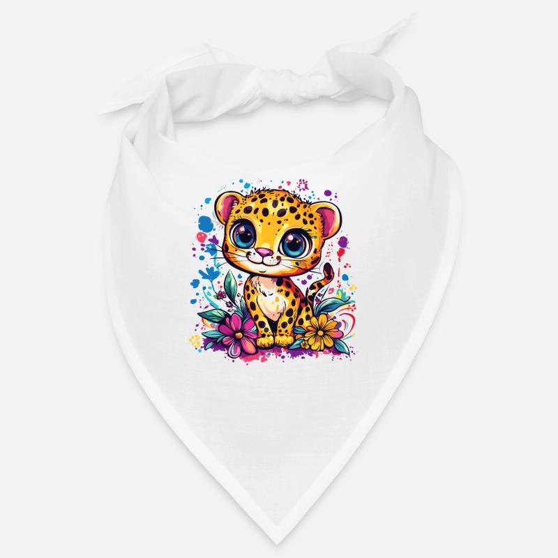 Bébé léopard coloré avec des fleurs Bandana