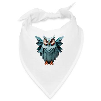 Blau Low-Poly Eule Design - Bandana - Weiß - Vorne