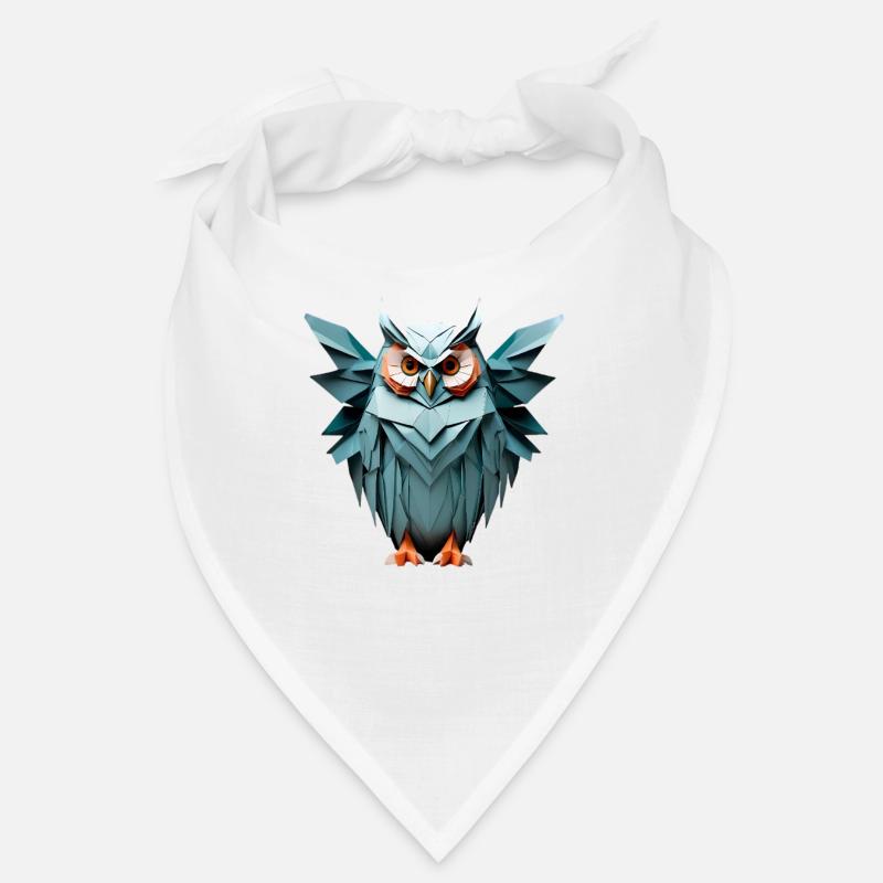Blue Low-Poly Owl Design Bandana