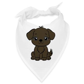Brauner Hundewelpe - Bandana - Weiß - Vorne