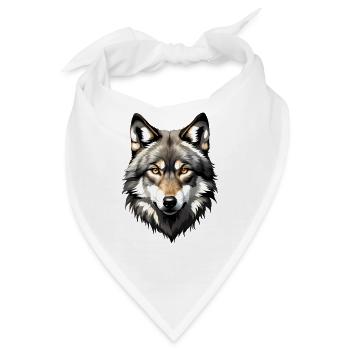 Wolfskopf Portrait - Bandana - Weiß - Vorne
