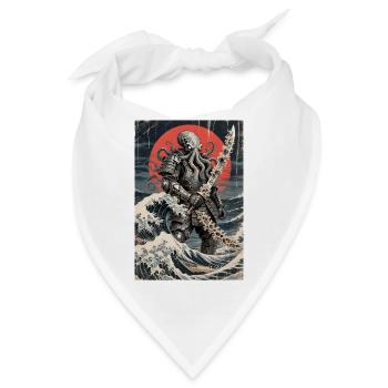Samurai Oktopus Tentakel Monster Japanisch Ukiyo-e - Bandana - Weiß - Vorne