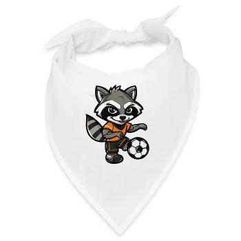 Waschbär Fußball-Maskottchen  - Bandana - Weiß - Vorne