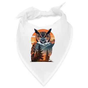 Weise Eule im Abendlicht - Bandana - Weiß - Vorne