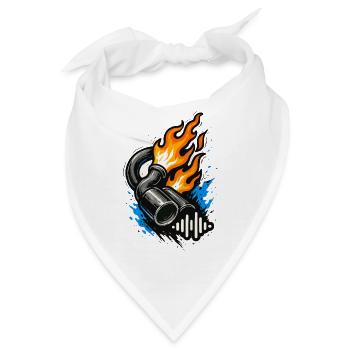 Flammender Auspuff Tuning Shirt Auto Motorrad - Bandana - Weiß - Vorne