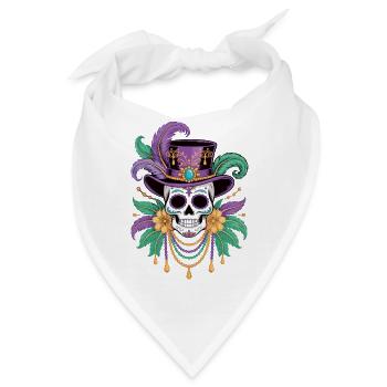 Karneval Skull Shirt für Mardi Gras Fans - Bandana - Weiß - Vorne