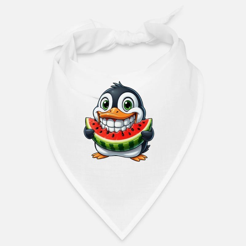 Cheerful Penguin with Watermelon Summer Fruit Bandana