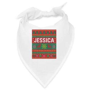 Festlicher Name Jessica Hässlicher Weihnachtsstil, Weihnachten - Bandana - Weiß - Vorne