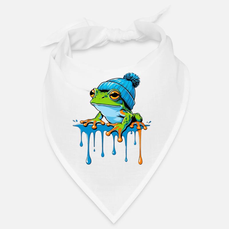 Frosch mit blauer Beanie Bandana