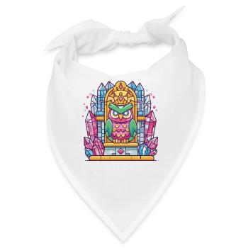 Bunte Kristalleule auf Thron - Bandana - Weiß - Vorne
