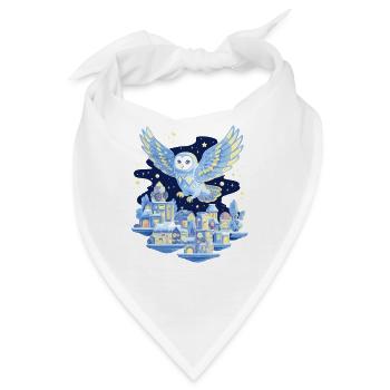 Eulenflug über nächtliche Stadt - Bandana - Weiß - Vorne