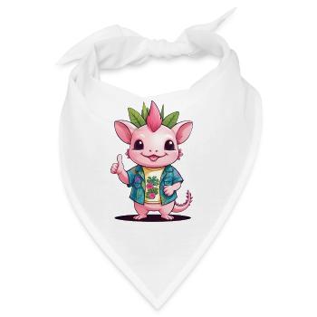 Kawaii Drachen im Hawaiihemd - Bandana - Weiß - Vorne