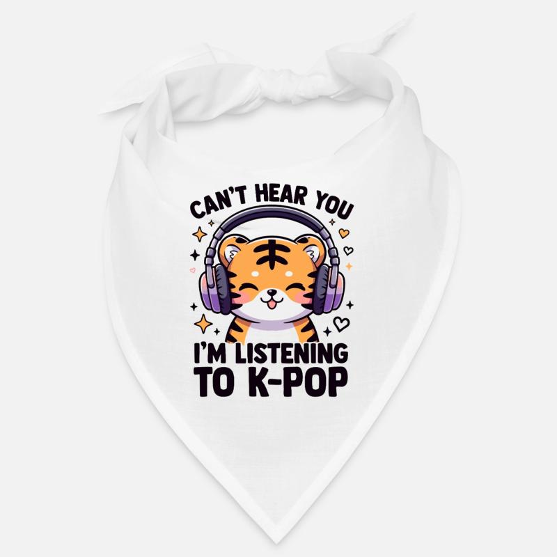 Kawaii K-Pop Tiger mit Kopfhörern Bandana