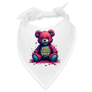 Love Yourself First Teddybär Graffiti - Bandana - Weiß - Vorne