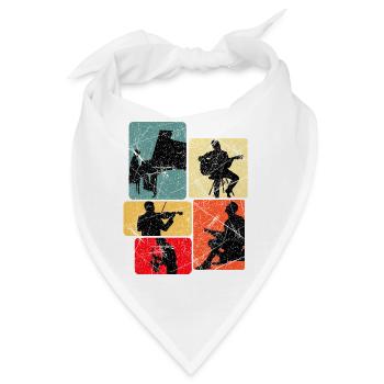 Musik Silhouetten Collage - Bandana - Weiß - Vorne