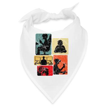 Farbblock Gamer Silhouetten - Bandana - Weiß - Vorne
