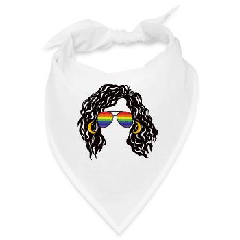 Regenbogenschattierungen Lockiges Afro-Mädchen-Haar Pride Retro - Bandana - Weiß - Vorne